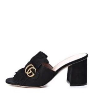 Gucci Marmont Black Suede Slides Size 37/7